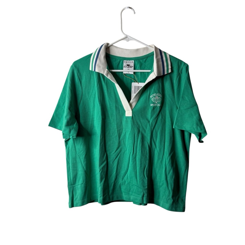 Crane Pickleball Polo Short Sleeve Cropped Top NWT